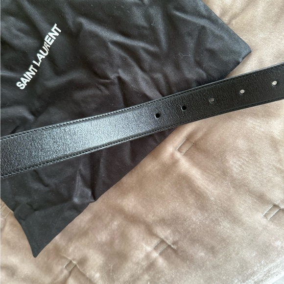 Saint Laurent Black Leather Belt with Gold Buckle, size 75 main image 4